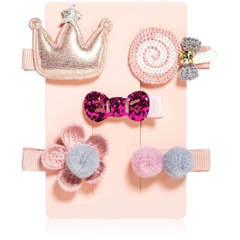 BrushArt KIDS Little princess hair clip set agrafe de par Pink 5 buc