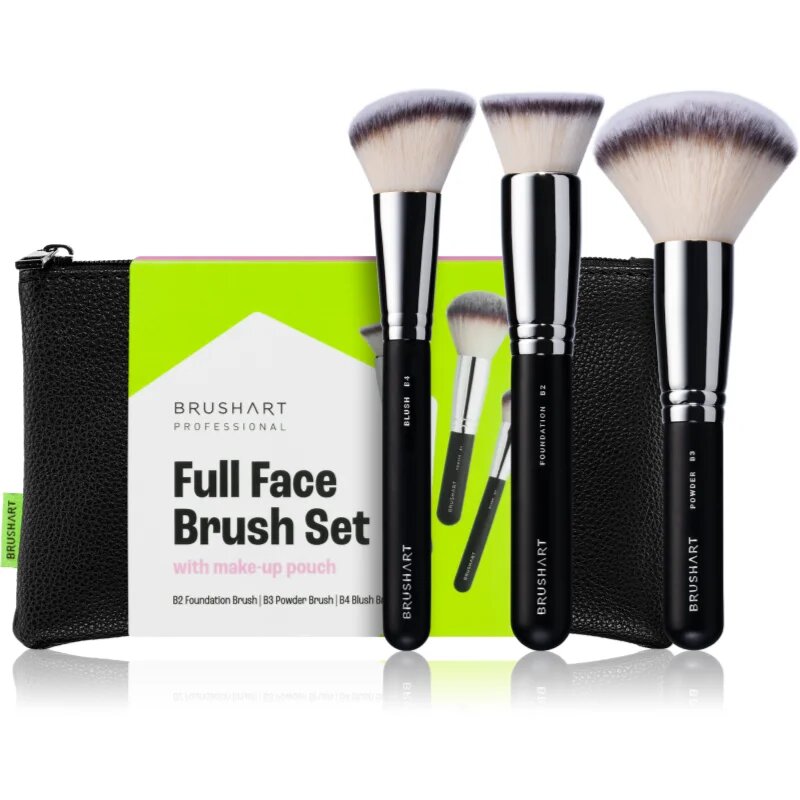 Professional Full Face brush set with makeup pouch set de pensule cu geantă Black