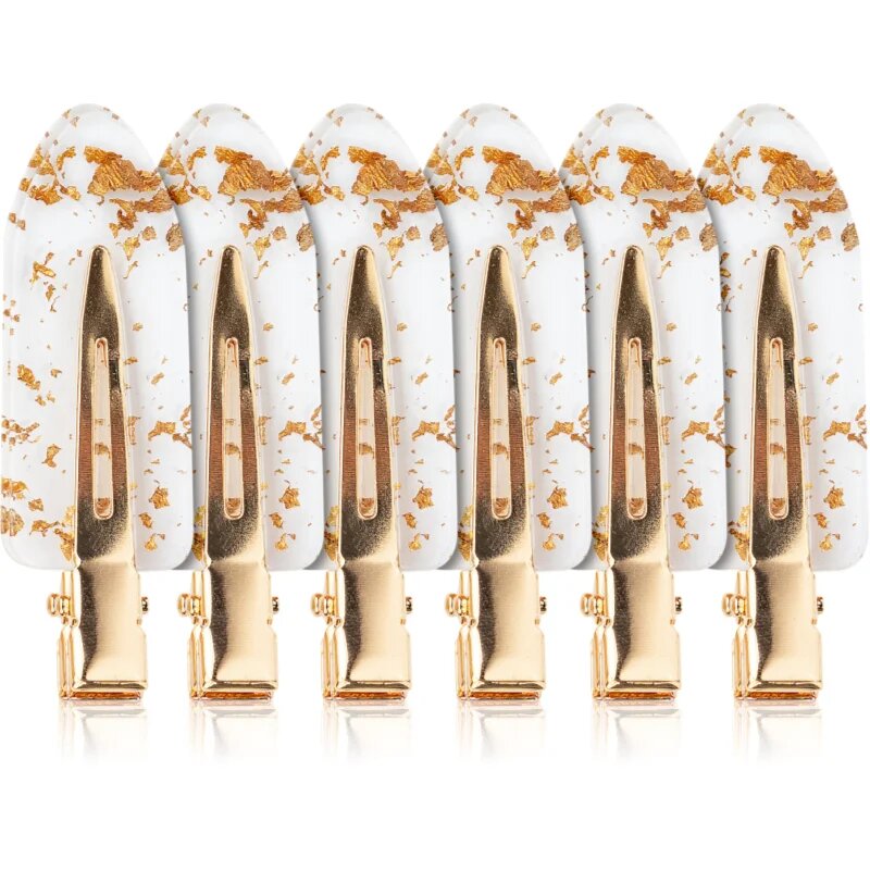 Brushworks Gold Flake No Crease Clips agrafe de par transparente 6 buc