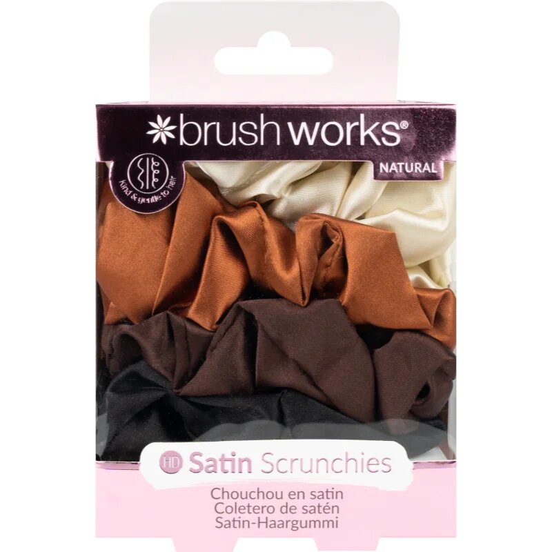 Brushworks Satin Scrunchies Natural Elastice pentru par