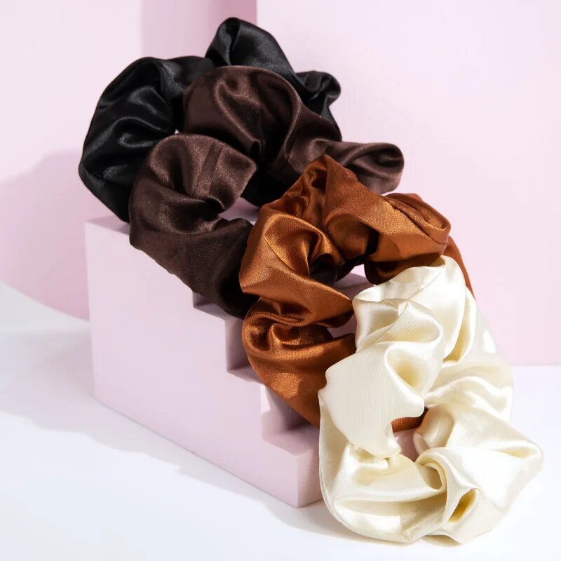 Brushworks Satin Scrunchies Natural Elastice pentru par