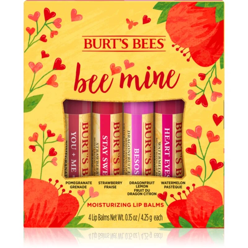 Burt’s Bees Bee Mine balsam de buze cu ceara de albine aroma Pomegranate Strawberry Dragonfruit Lemon Watermelon 4x4.25 g