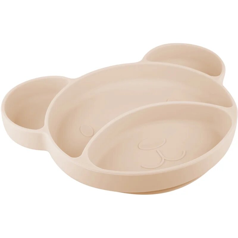 Canpol babies Bear farfurie compartimentată cu ventuză Beige 1 buc