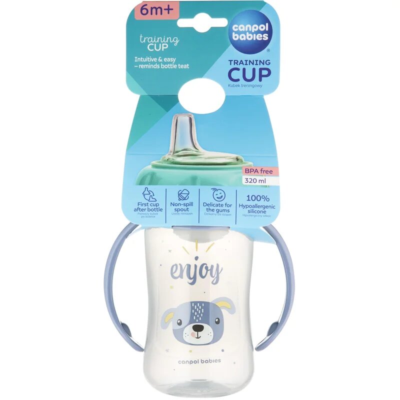 Canpol babies Cute Animals Training Cup cană pentru antrenament Dog 6m+ 1 buc