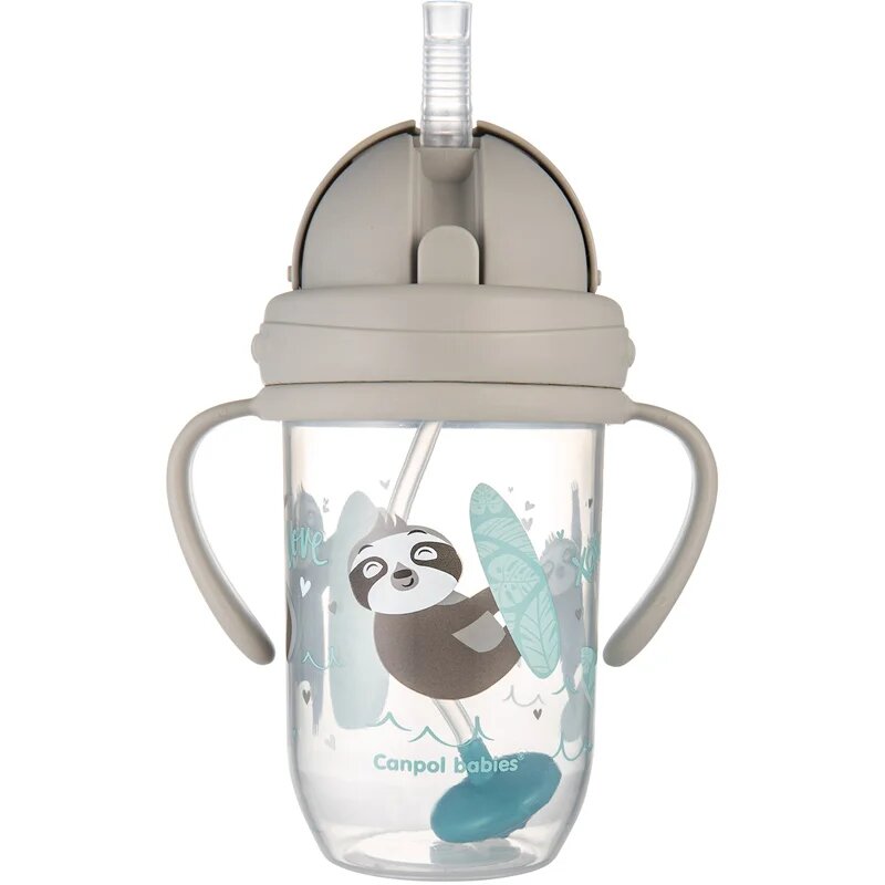 Canpol babies Exotic Animals Cup With Straw ceasca cu pai Gray 1 buc