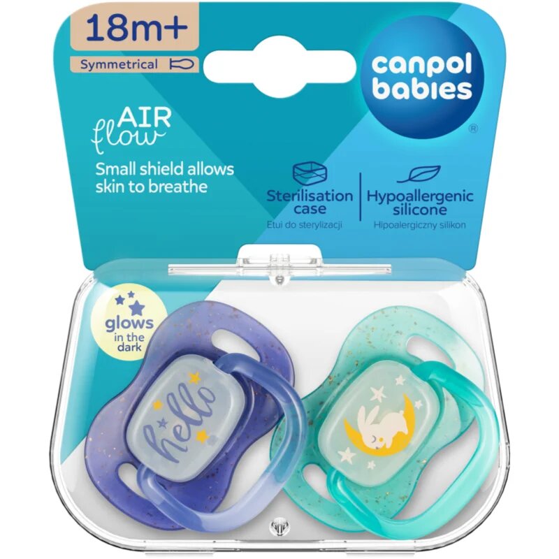 Canpol babies NIGHTGLOW Boy suzetă 18m+ 2 buc