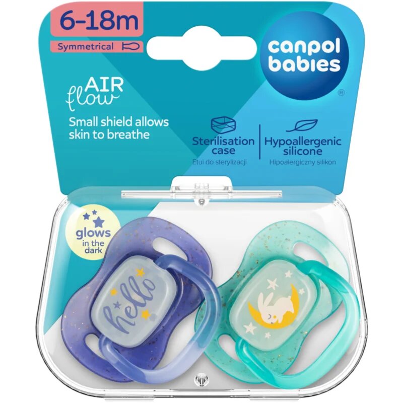 Canpol babies NIGHTGLOW Boy suzetă 6-18 m 2 buc