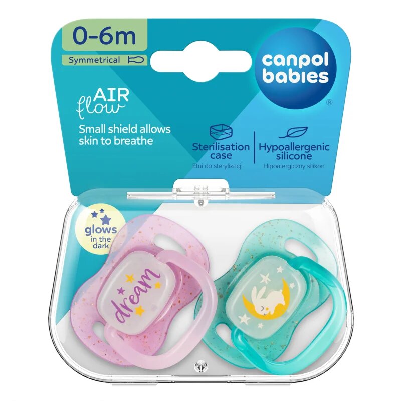 Canpol babies NIGHTGLOW Girl suzetă 0-6 m 2 buc