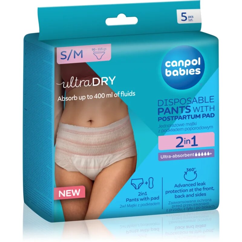Canpol babies Pants With Postpartum Pad chiloți postnatali de unică folosință 2in1 S/M 5 buc