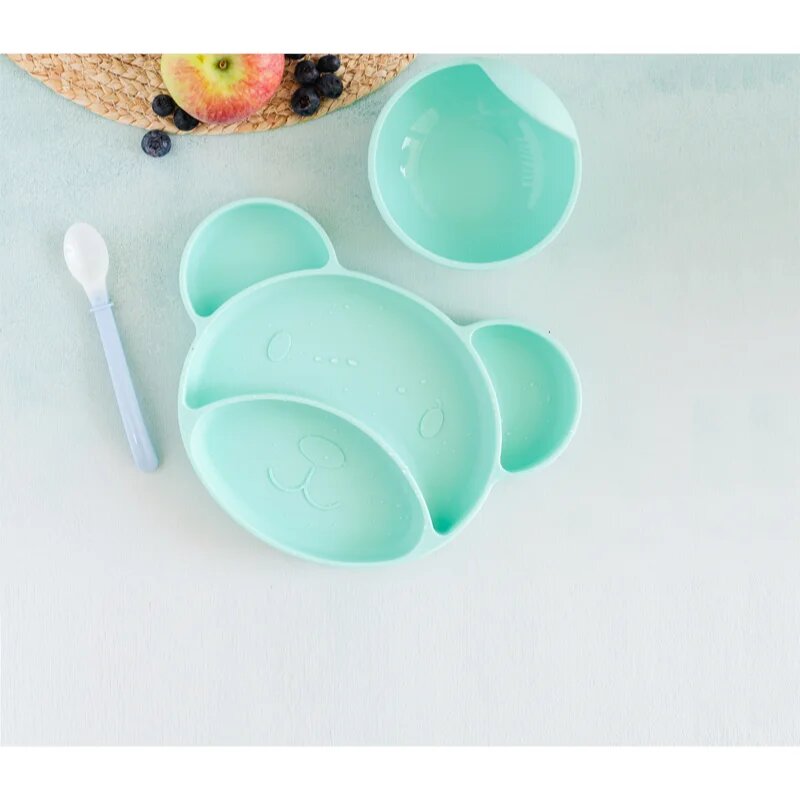 Canpol babies Suction plate Bear farfurie compartimentată cu ventuză Turquoise 500 ml