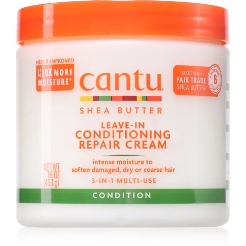 CANTU Shea Butter Leave-In Conditioning Cream balsam (nu necesita clatire) pentru par deteriorat 453 g