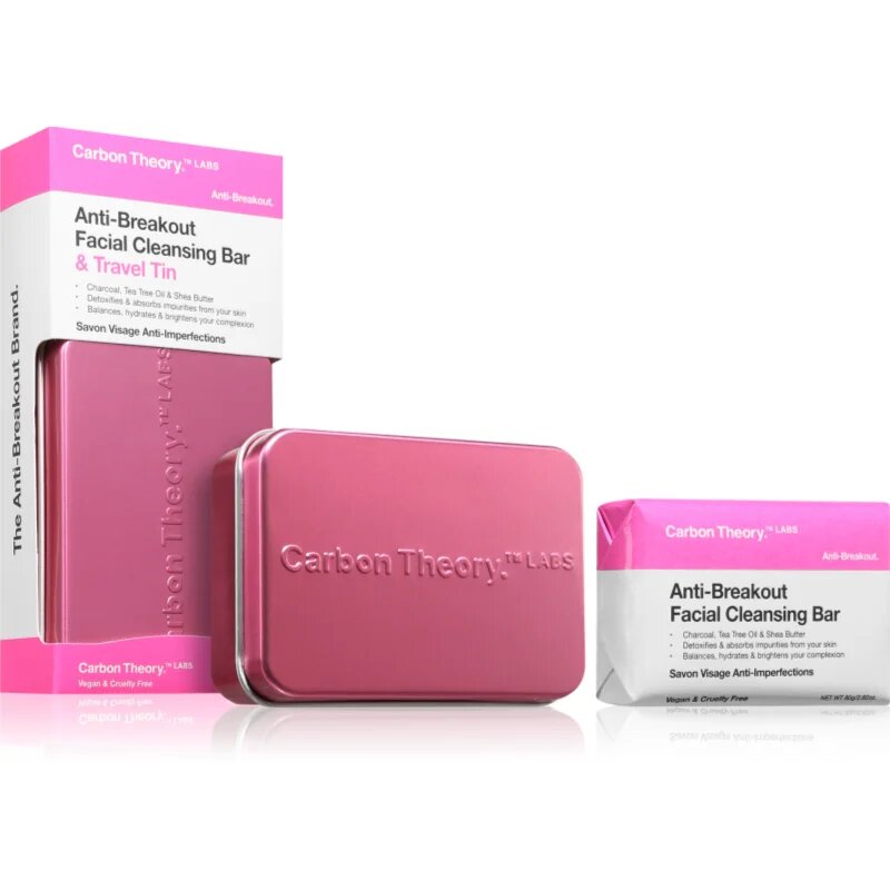 Carbon Theory Anti-Breakout Facial Cleansing Bar sapun pentru curatarea fetei impotriva imperfectiunilor pielii cauzate de acnee 80 g