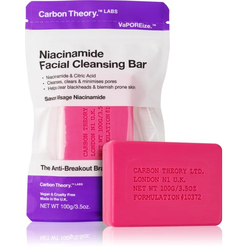 Carbon Theory Facial Cleansing Bar Niacinamide sapun pentru curatarea fetei Pink 100 g