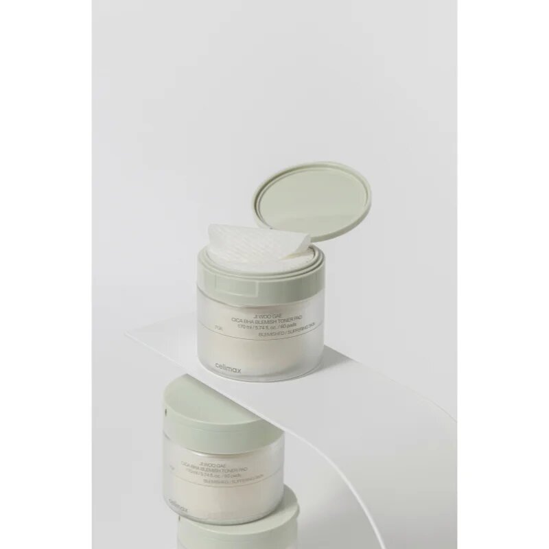 celimax Ji Woo Gae Cica BHA Blemish Toner Pad tampoane exfoliante pentru piele sensibila predispusa la acnee 60 buc