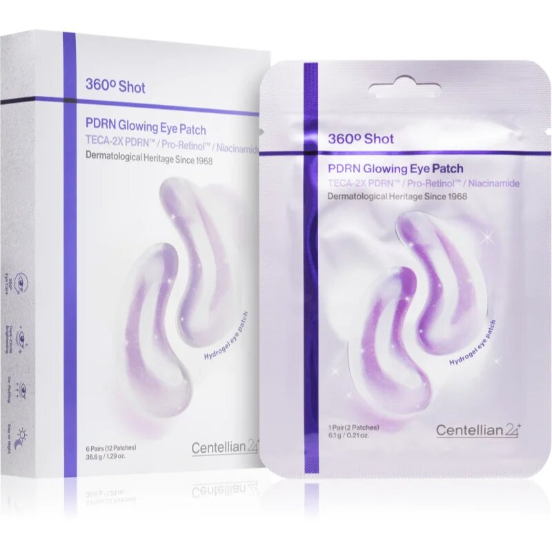 Centellian24 360º Shot PDRN Glowing Eye Patch tampoane cu gel împotriva ridurilor de sub ochi împotriva umflăturilor 12 buc