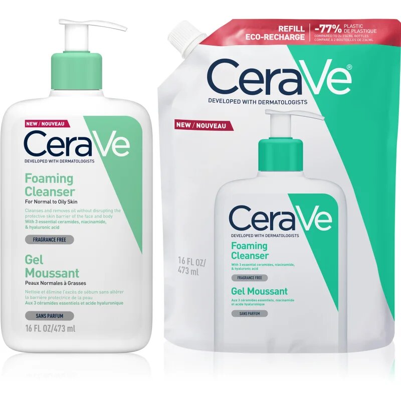 CeraVe Cleansers Foaming Cleanser set pentru piele normala si grasa