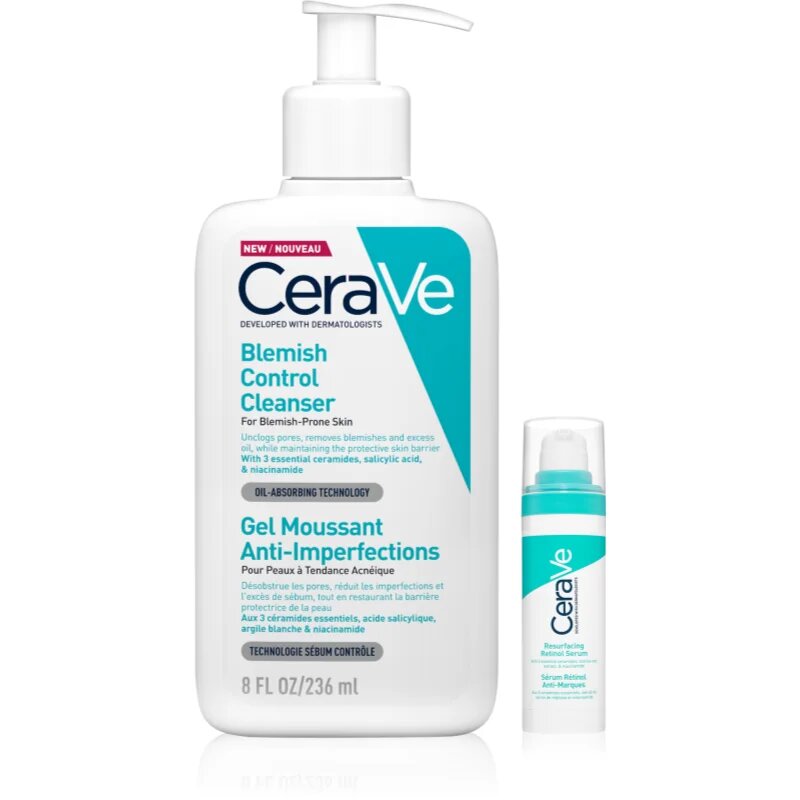 CeraVe Control Cleanser & Retinol Serum Duo ingrijire completa impotriva imperfectiunilor pielii cauzate de acnee