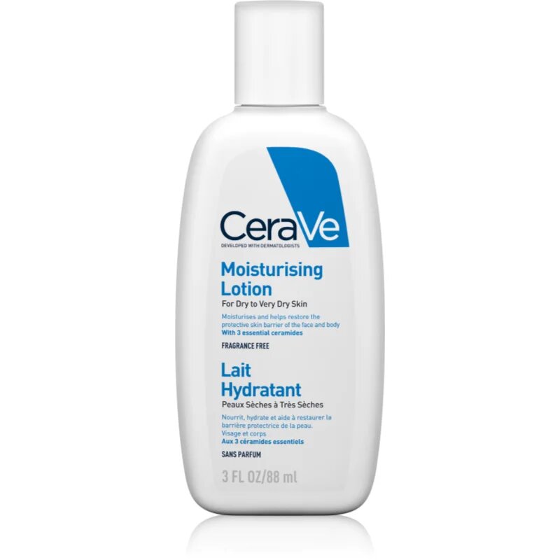 CeraVe Moisturizers Lotion loțiune hidratantă pentru corp și față pentru pielea uscata sau foarte uscata 88 ml