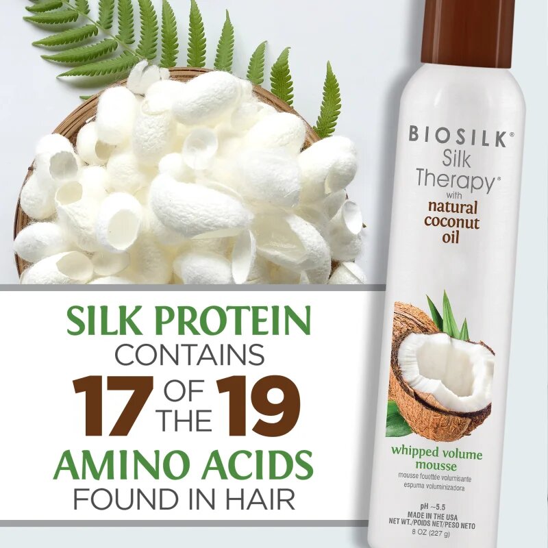 CHI BioSilk Silk Therapy with Coconut Oil Whipped Volume Mousse spumă pentru volum pentru păr cu ulei de cocos 227 g