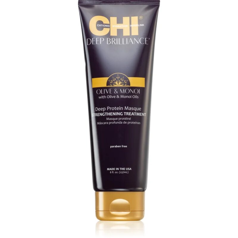 CHI Brilliance Strengthening Treatment Mască de întărire pentru părul slăbit deteriorat și varfuri despicate cu ulei de masline 237 ml