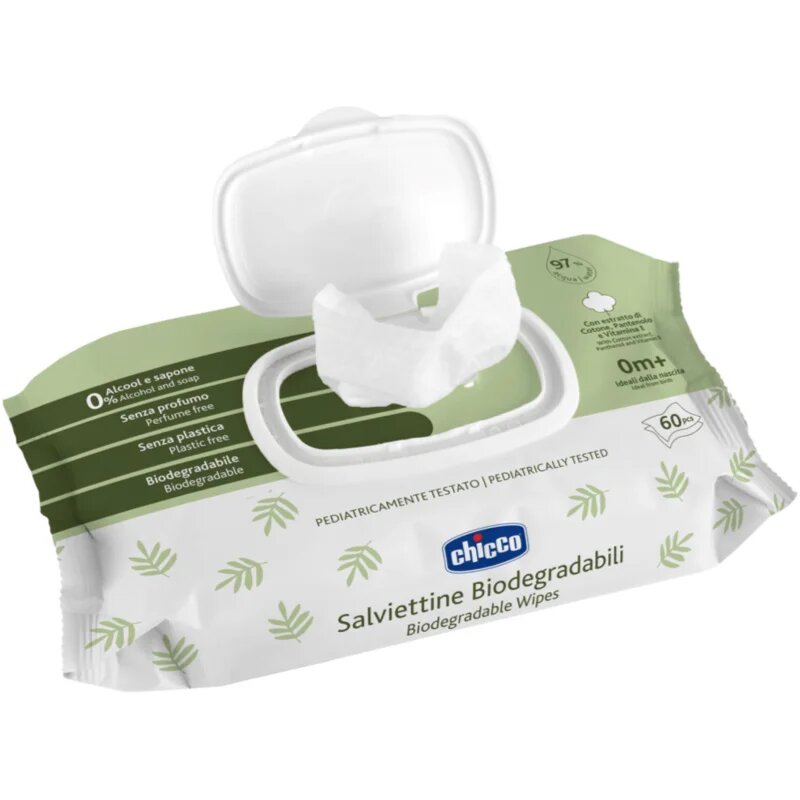 Chicco Biodegradable Baby Wipes servetele delicate pentru copii 60 buc
