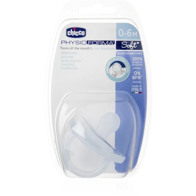 Chicco Physio Soft 0-6 m suzetă Blue 1 buc