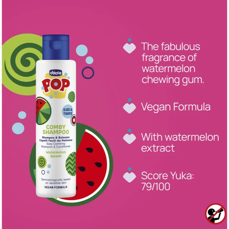Chicco Pop Comby Shampoo & Conditioner sampon si balsam Watermelon 250 ml