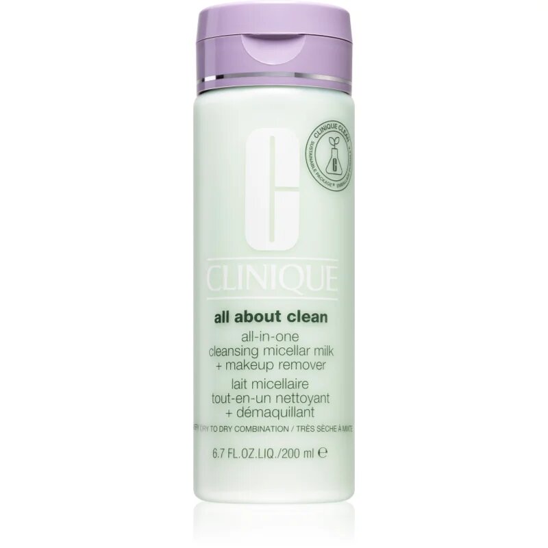 Clinique All About Clean™ All-in-One Cleansing Micellar Milk + Makeup Remover lapte demachiant delicat uscata si foarte uscata 200 ml