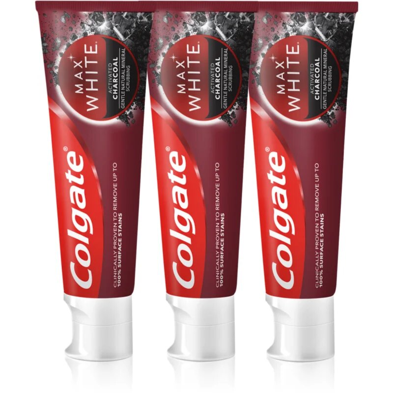 Max White Charcoal pasta de dinti pentru albire 3 x 75 ml