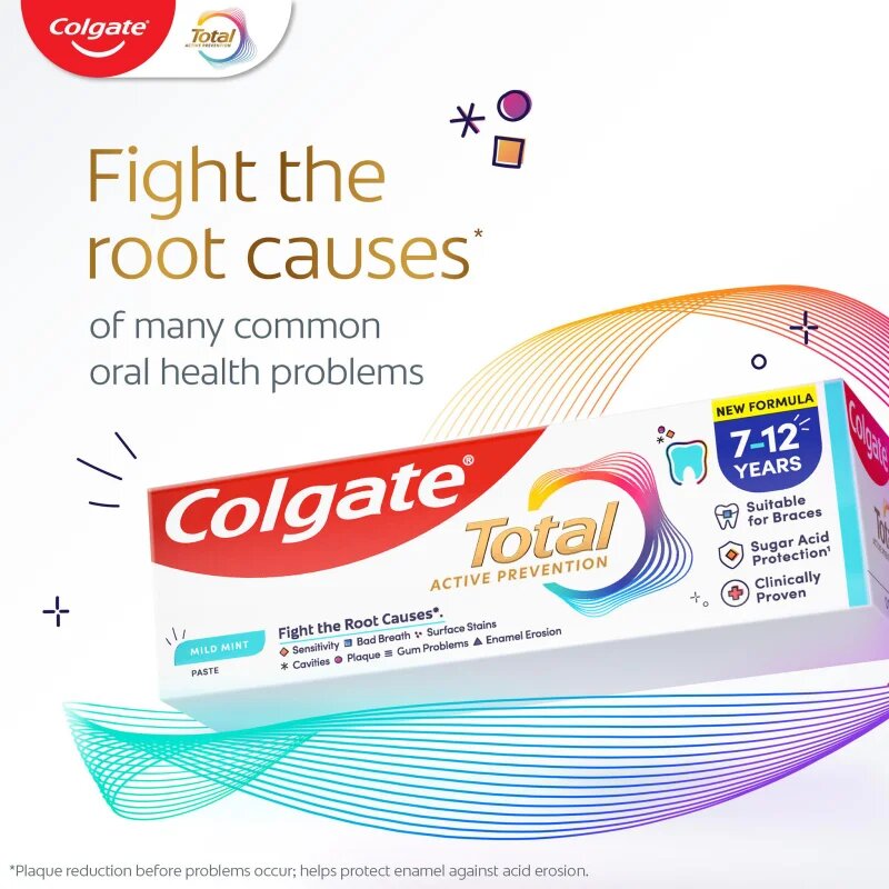 Colgate Total Junior Active Prevention Mild Mint Pasta de dinți pentru curățarea dinților și a cavității orale pentru copii 50 ml