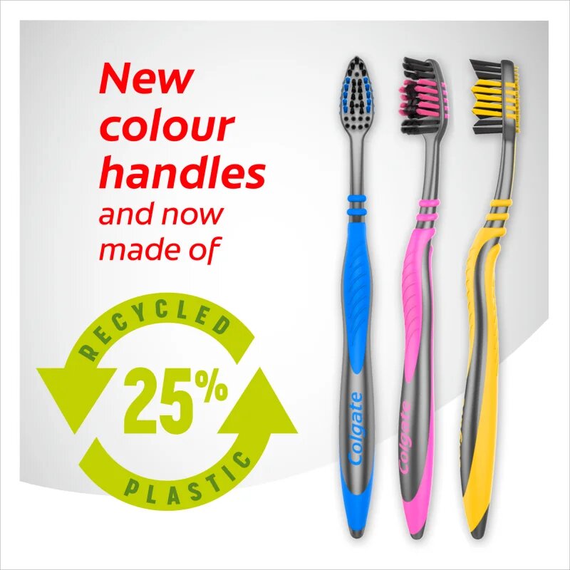 Colgate Zig Zag Charcoal periuta de dinti Medium 3 buc