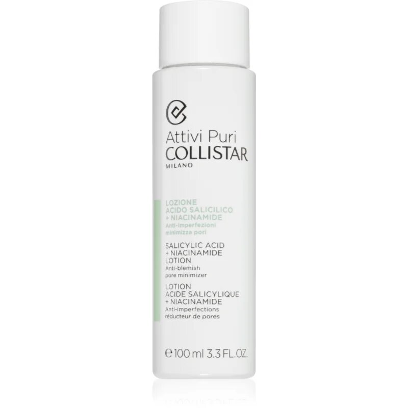 Collistar Attivi Puri Salicylic Acid + Niacinamide tonic pentru fata pentru diminuarea porilor 100 ml