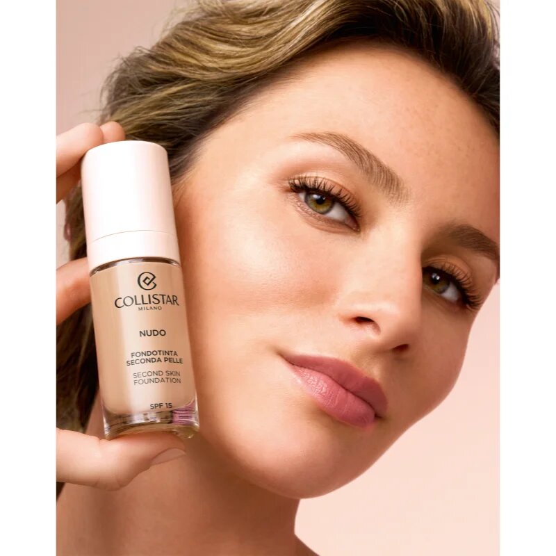 Collistar NUDO Second Skin Foundation SPF 15 makeup radiant cu hidratare cu efect de netezire culoare 2G Beige Dorato 30 ml