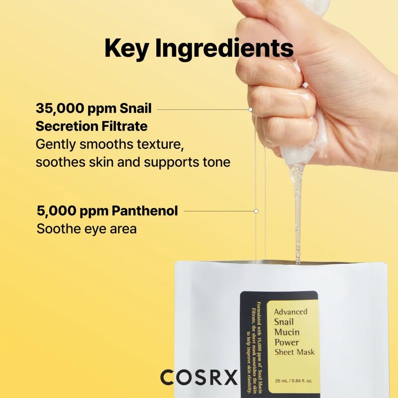 Cosrx Advanced Snail Power Essence mască textilă cu efect antirid cu efect de hidratare 25 ml