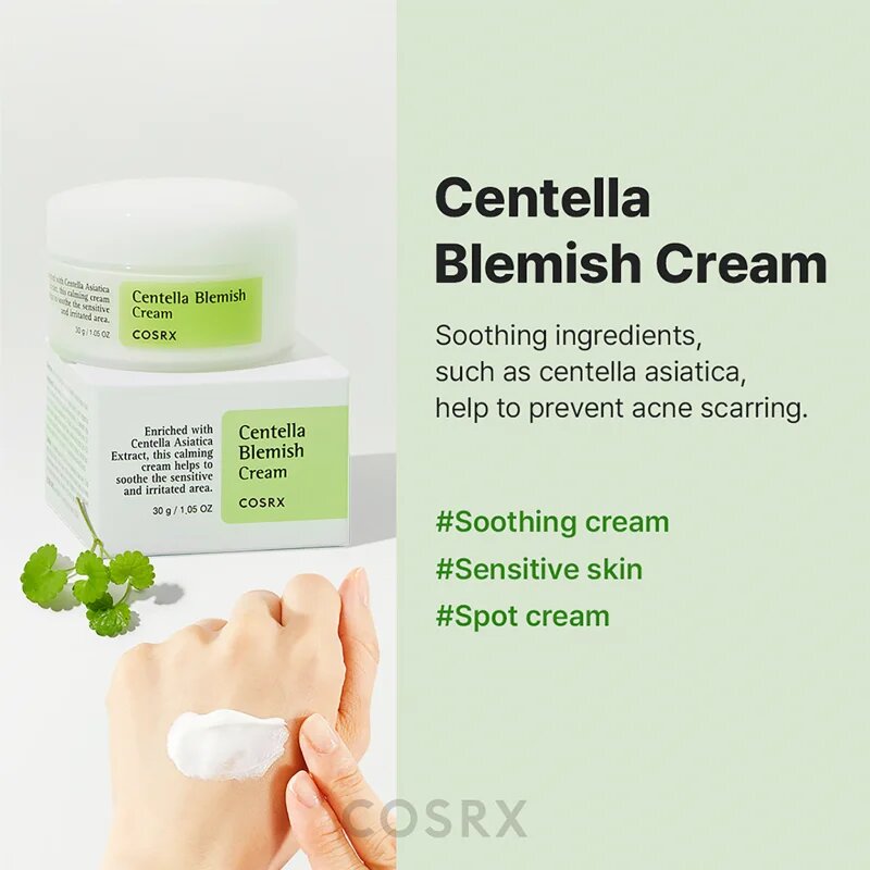 Cosrx Centella Blemish Cream crema calmanta hrănitoare împotriva roșeții tenului 30 ml
