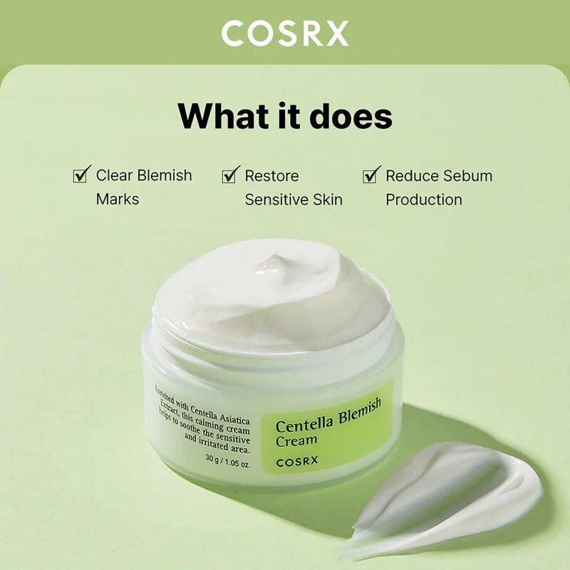 Cosrx Centella Blemish Cream crema calmanta hrănitoare împotriva roșeții tenului 30 ml