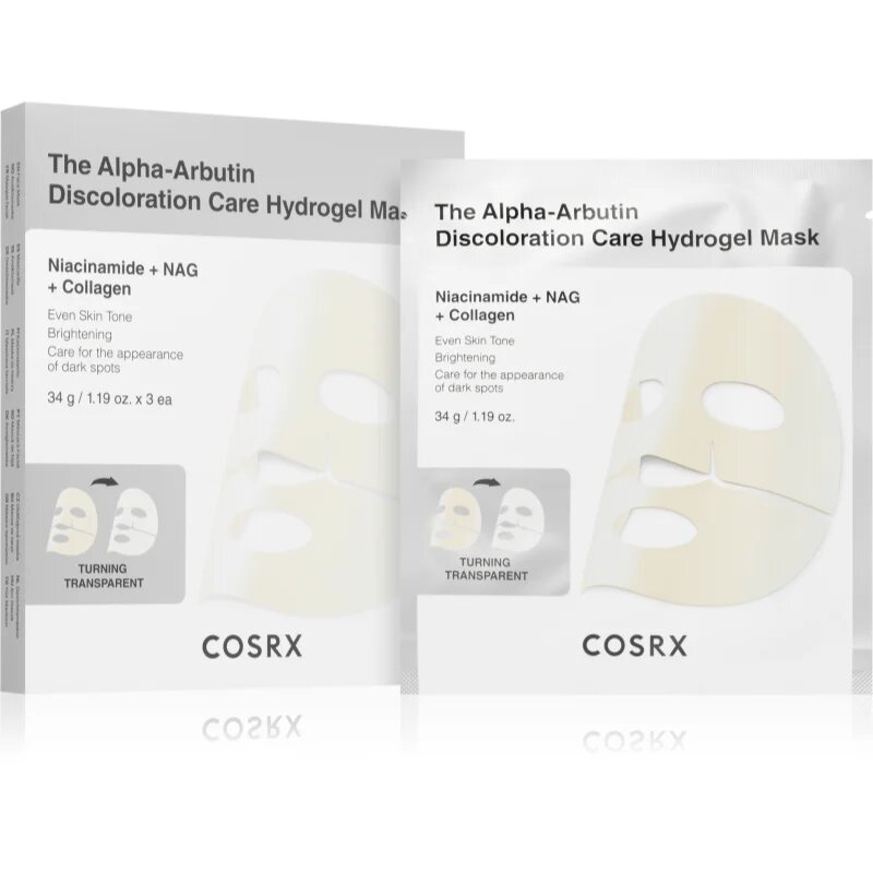 Cosrx The Alpha-Arbutin Discoloration Care mască hidrogel pentru uniformizarea nuantei tenului 3x34 g