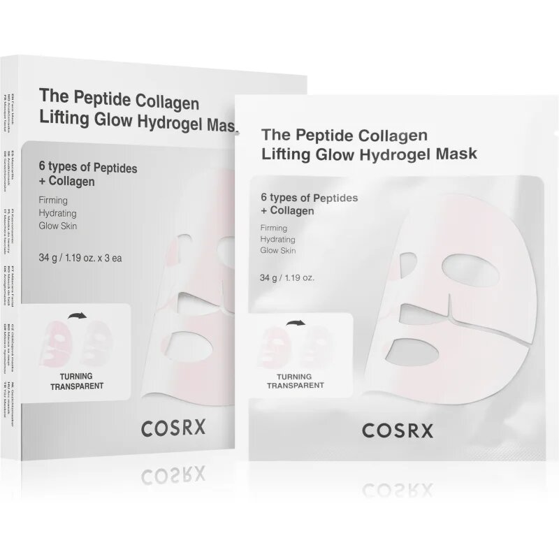 Cosrx The Peptide Collagen Lifting Glow Hydrogel Mask masca faciala pentru fermitate cu efect de hidratare 3x34 g