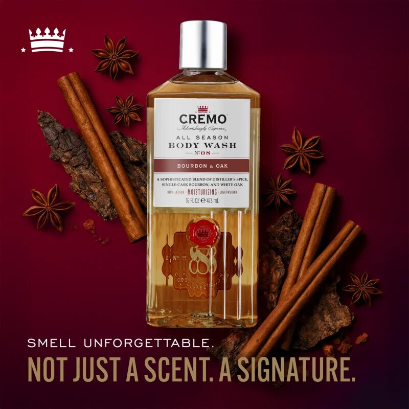 Cremo Bourbon & Oak Gel de duș pentru bărbați 473 ml
