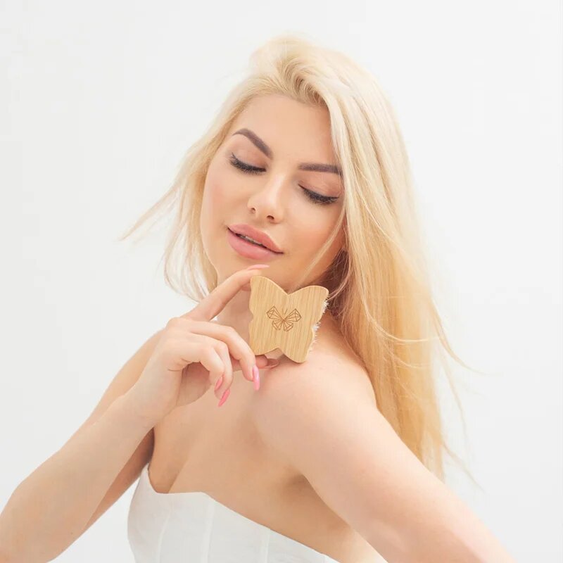 Crystallove Bamboo Butterfly Agave Body Brush Travel Size perie pentru masaj pentru corp 1 buc