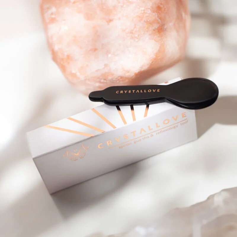 Crystallove Black Obsidian Spoon Eye Gua Sha accesoriu de masaj pentru zona ochilor 1 buc
