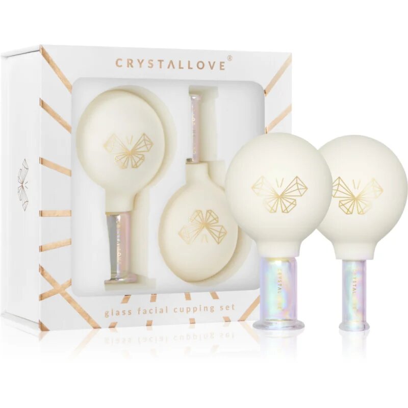 Crystallove Glass Facial Cupping Set set de instrumente pentru masaj pentru fata gat si piept 2 buc
