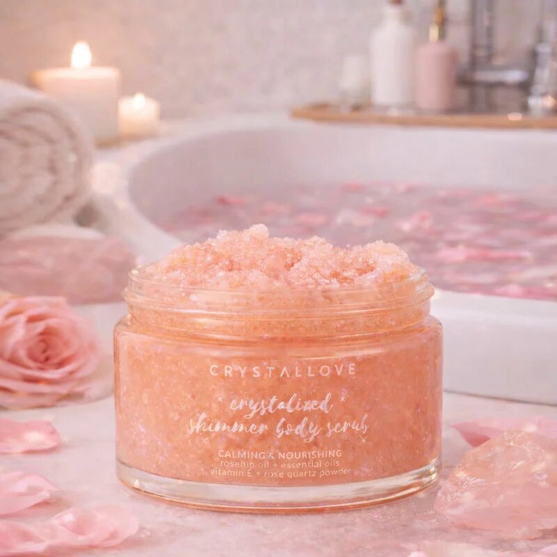 Crystallove Rose Quartz Shimmer Body Scrub exfoliant pentru corp 200 g