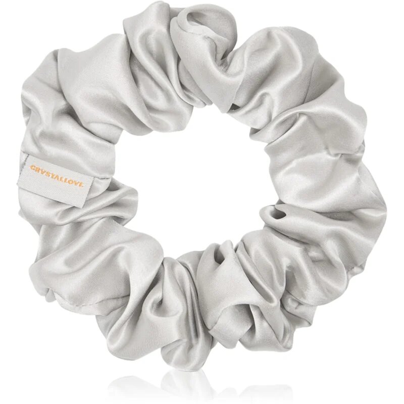 Crystallove Silk Scrunchie elastic pentru păr din mătase Silver 1 buc