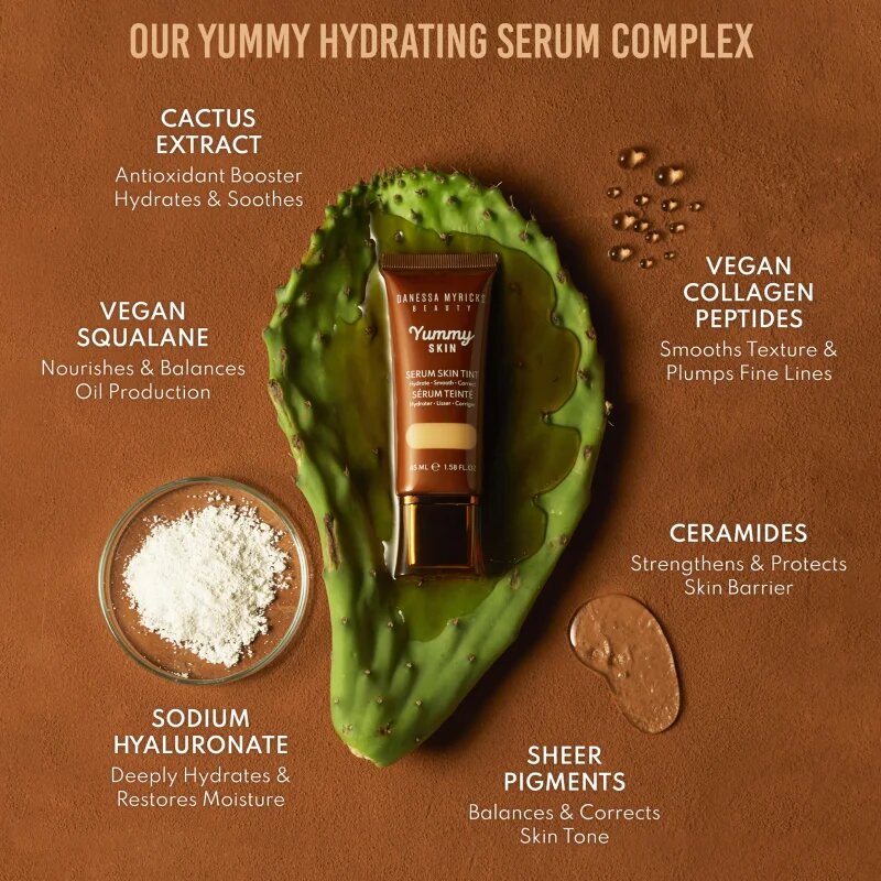 Danessa Myricks Beauty Yummy Skin Serum Skin Tint fond de ten hidratant si catifelant culoare 1 - Very Fair Skin With Golden-Yellow Undertones 45 ml