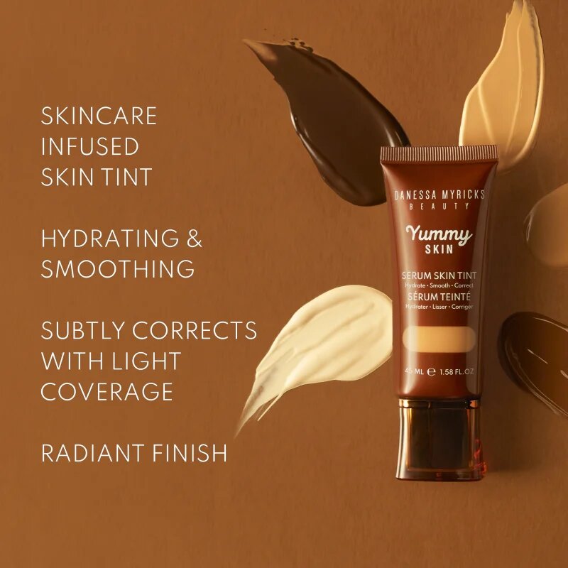 Danessa Myricks Beauty Yummy Skin Serum Skin Tint fond de ten hidratant si catifelant culoare 14 - Deep Skin with Warm Golden Undertones 45 ml