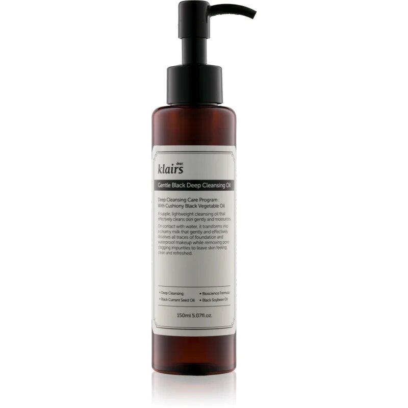 Dear Klairs Gentle Black Deep Cleansing Oil ulei pentru curatarea profunda pentru ten gras 150 ml