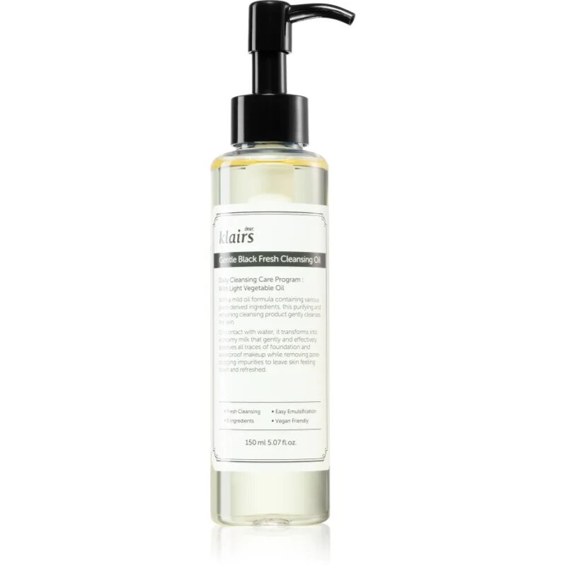 Dear Klairs Gentle Black Fresh Cleansing Oil ulei de curățare blând pentru ten gras 150 ml