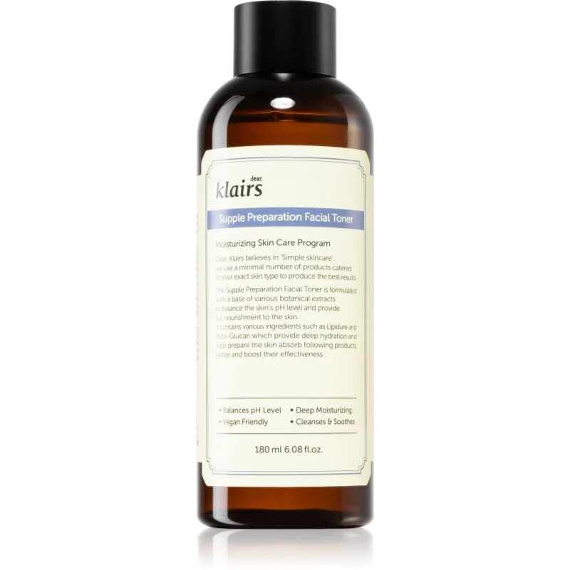 Dear Klairs Supple Preparation Facial Toner tonic hidratant pentru echilibrarea pH-ului pielii 180 ml