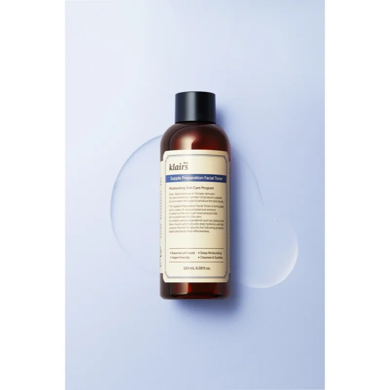 Dear Klairs Supple Preparation Facial Toner tonic hidratant pentru echilibrarea pH-ului pielii 180 ml